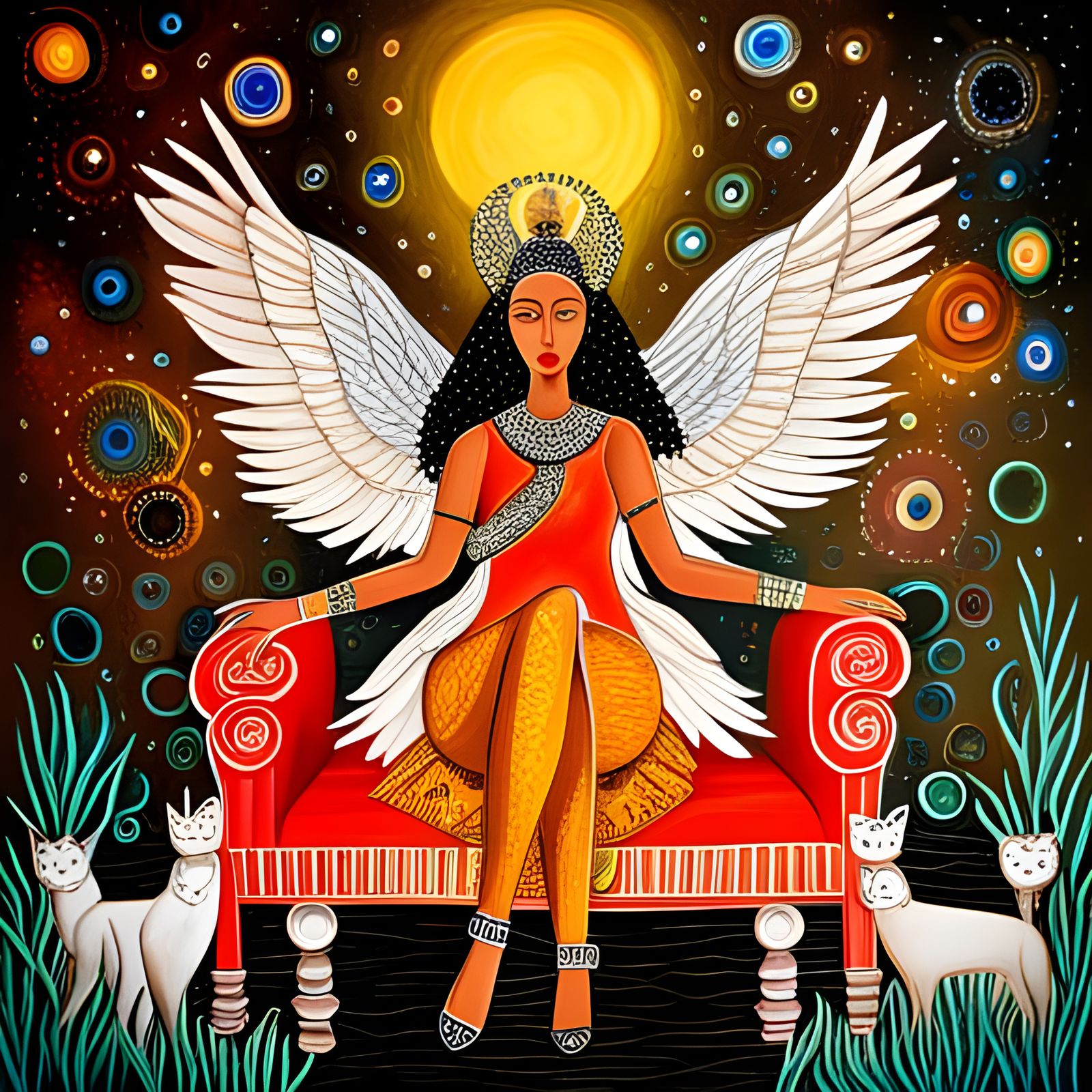 Epic Fashionista Goddess on Throne with Diamonds