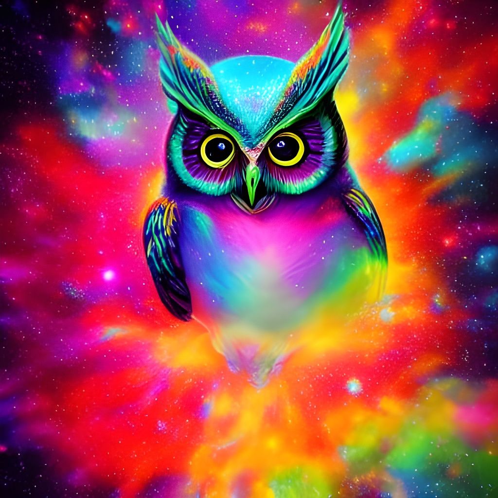 Psychedelic Galaxy Owl in Dreamworld