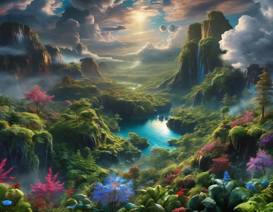 Alien Planet Terraforming: Hyperdetailed Oil Painting
