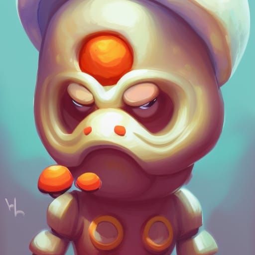 Adorable Grumpy Mushroom Man Digital Illustration