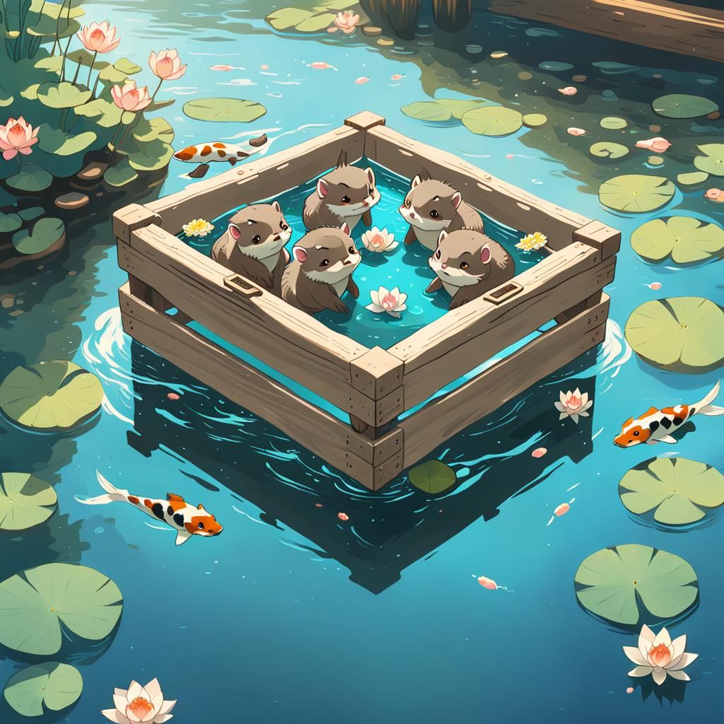 Otters in Crate: Ghibli Anime Key Visual