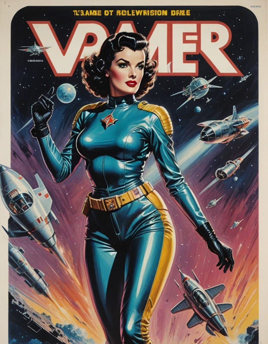 Retro Futuristic Space Patrol Goddess in Solarpunk Spaceship