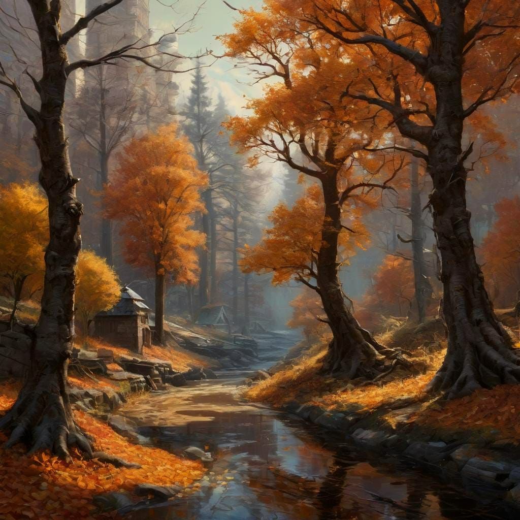 Autumn Fantasy Oil Painting, ArtStation Style