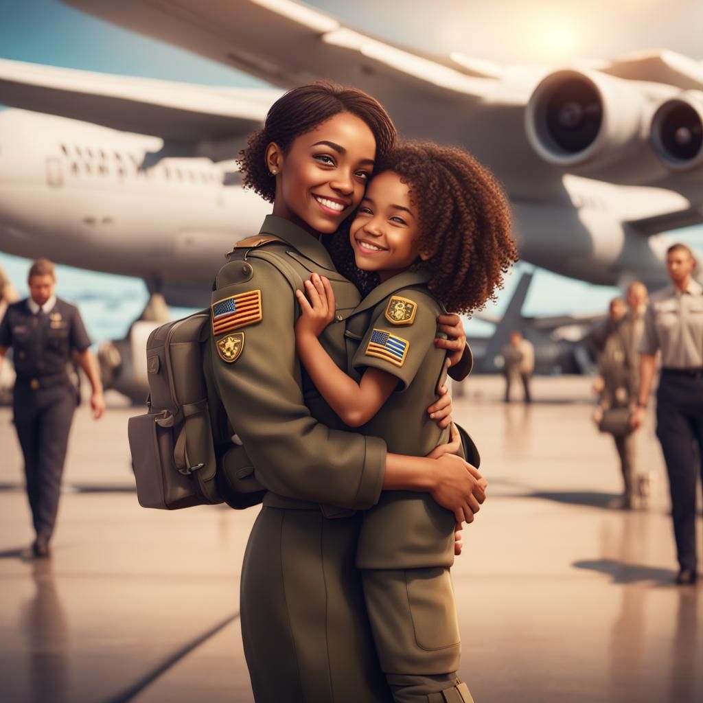 Soldier and Child Reunion: Fantasy Concept Art