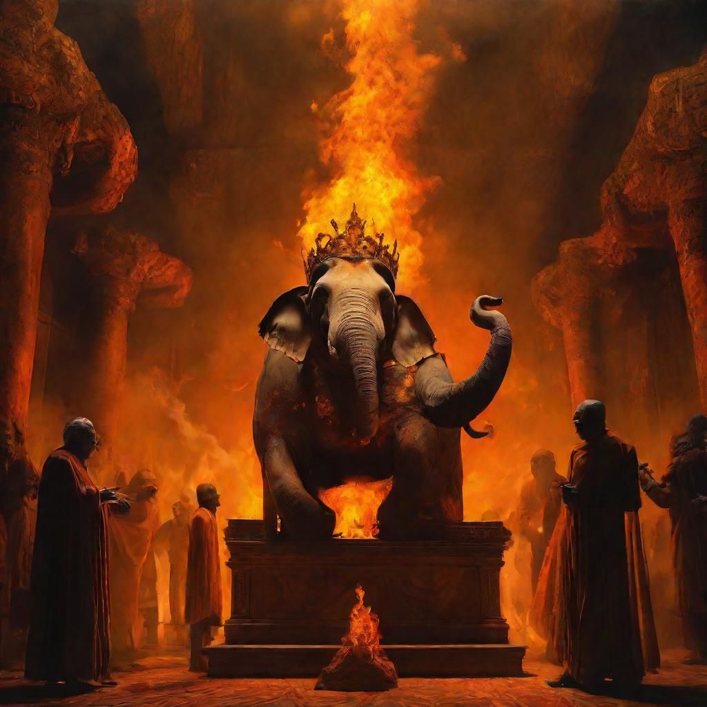 Surrealist King Sends Flame Messages in Smoky Throne Room