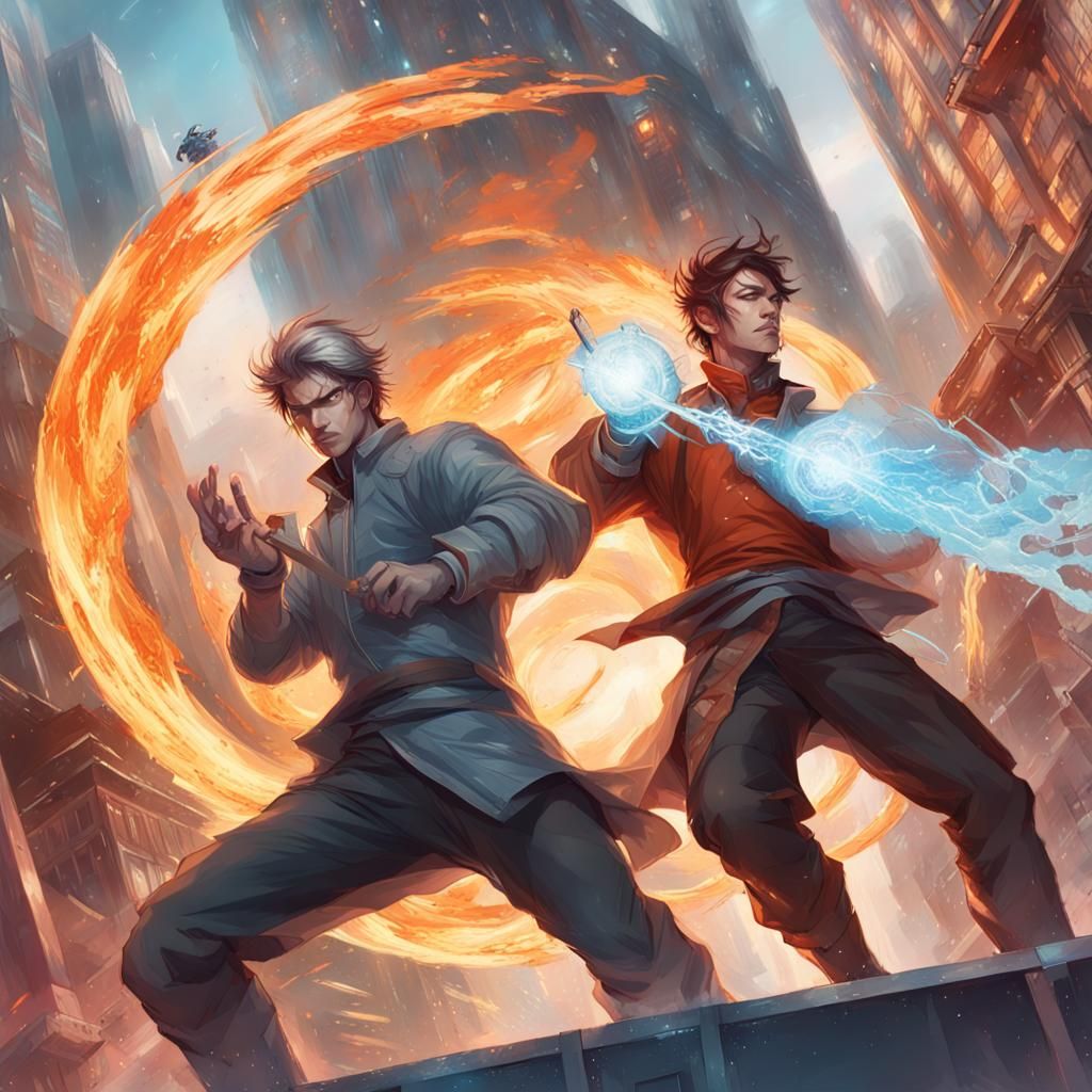 Epic Aerial Battle Between Two Warriors