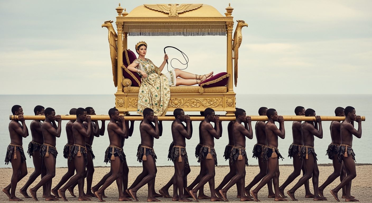 Opulent Roman Empress on Imperial Chaise Lounge