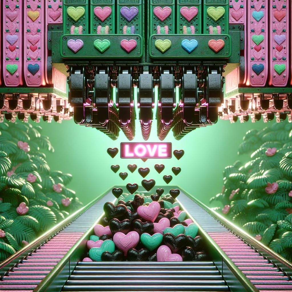 Vibrant Safari Conveyor Belt Dispensing Gothic Hearts