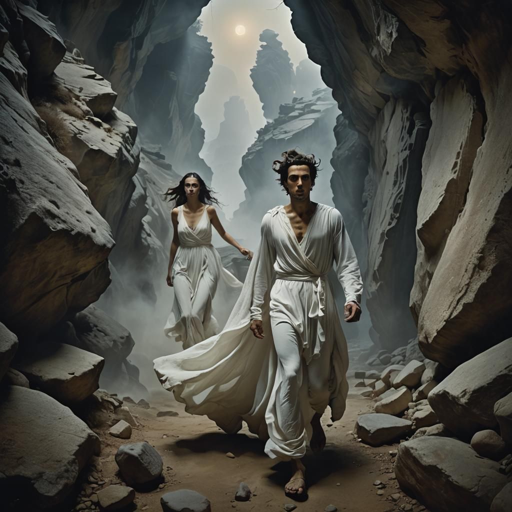 Surreal Climb: Orpheus and Eurydice in Dreamscape