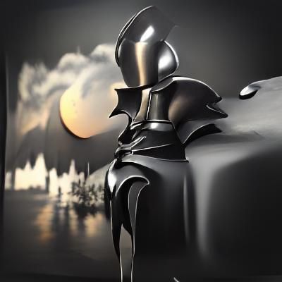Glossy Black Knight in Film Noir Style