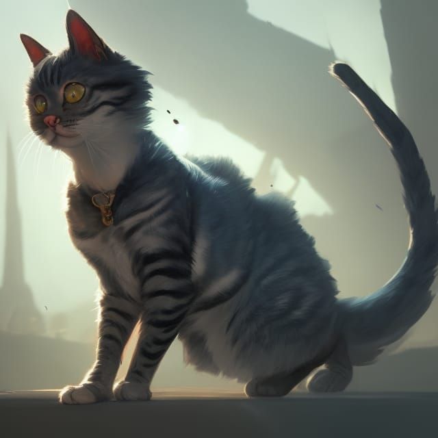 Hyperdetailed Gouache Cat Artwork in 4K