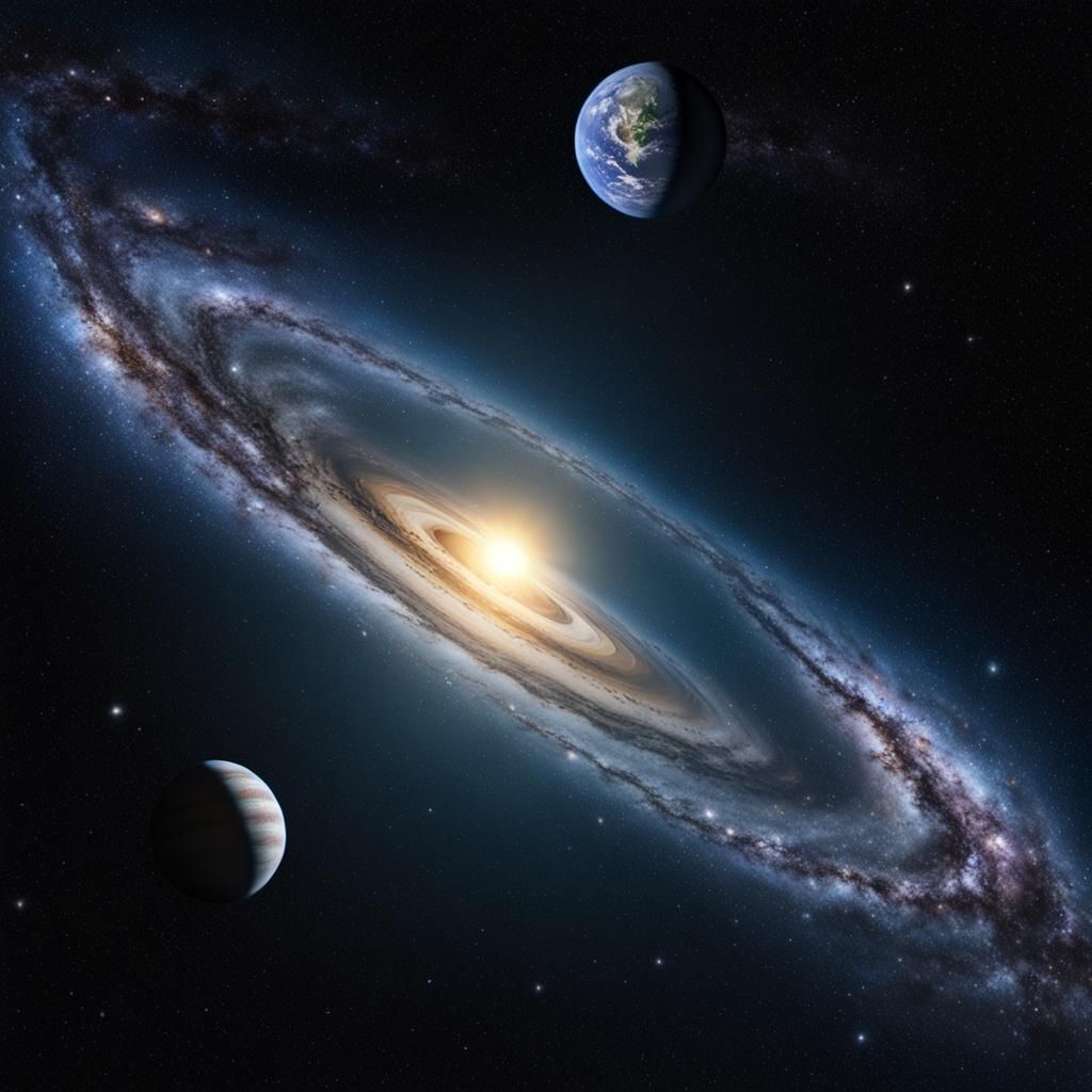 Spectacular Milky Way Galaxy with Planets and Stardust