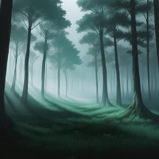 Misty Forest in Cel-Shaded Manga Style