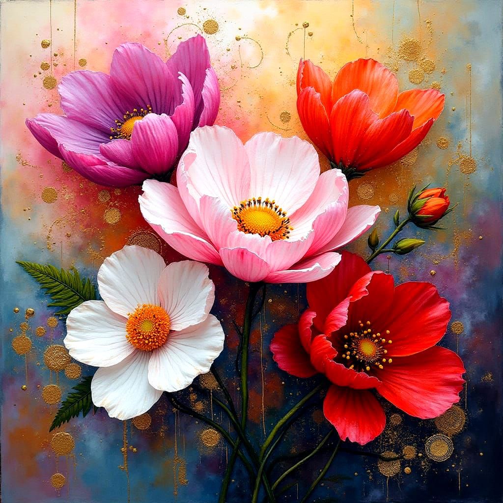 Mixed Media Floral Artwork