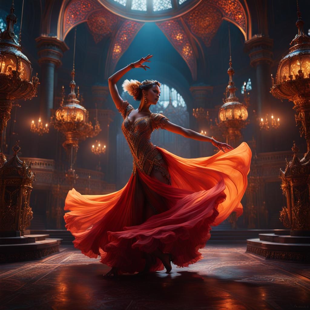 Fantastical Dance Scene in Detailed Matte Painting