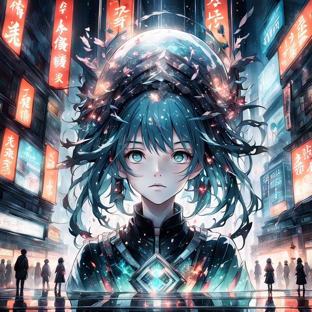 Glass Anime Girl: Digital Matte Painting