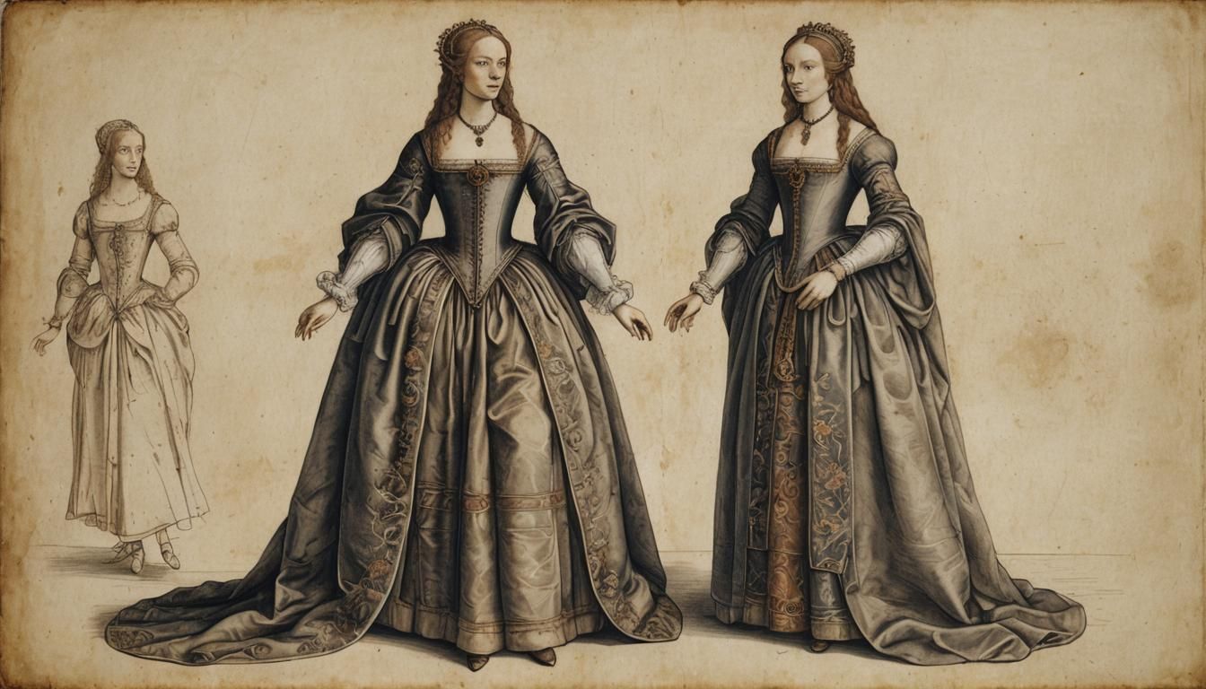 Elegant Woman in Classic Dress, Renaissance Style