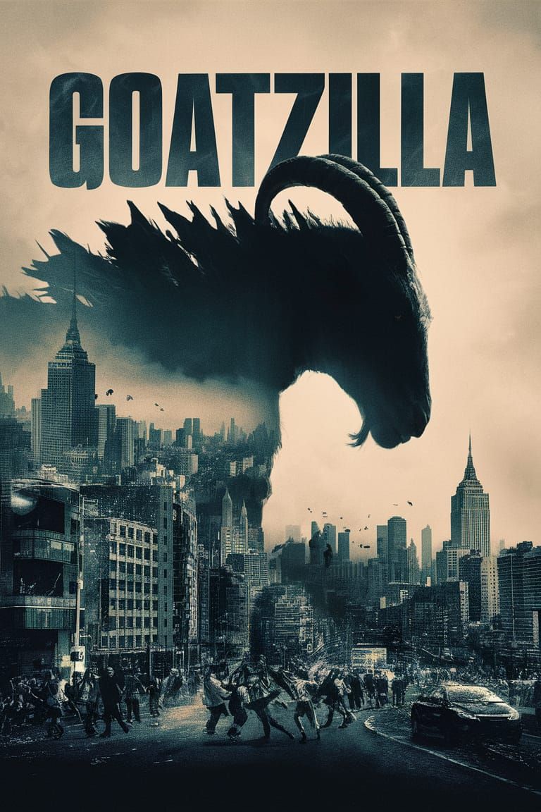 Goatzilla Movie Poster: Menacing Goat Monster