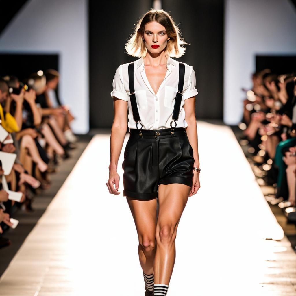 Fashion Model on Runway in Modern Apparel