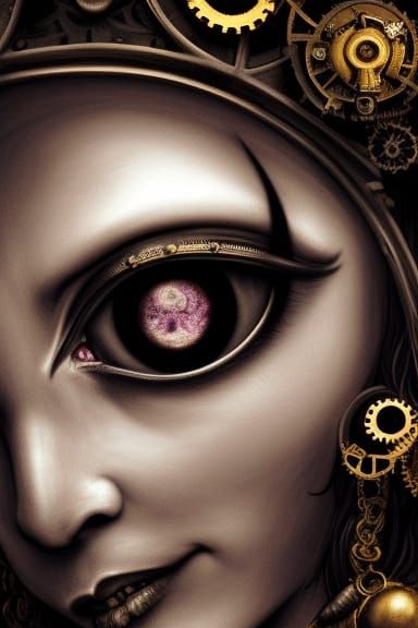 Ornate Steampunk Eye in Dark Fantasy Style