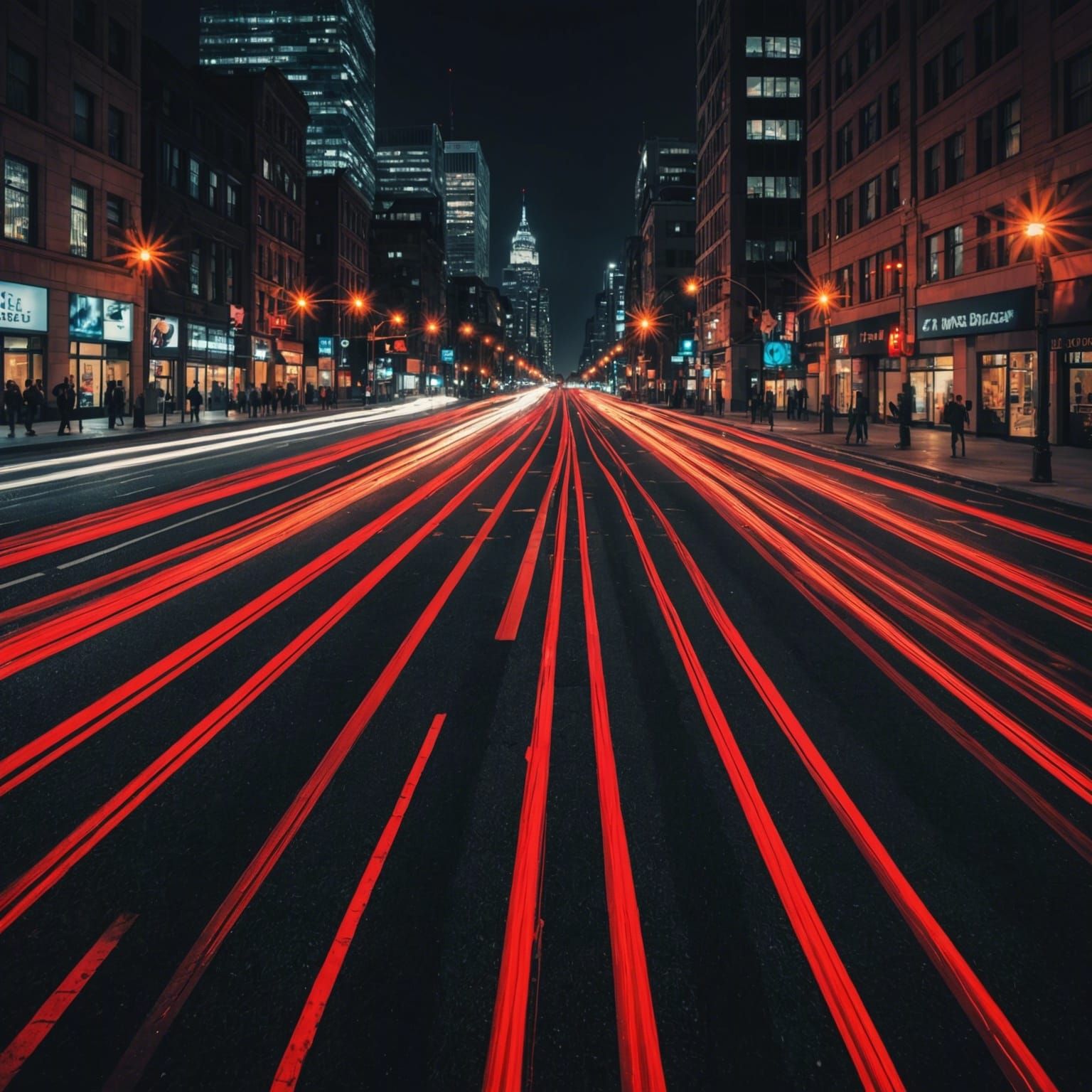 Vibrant City Lights and Car Trails in HDR