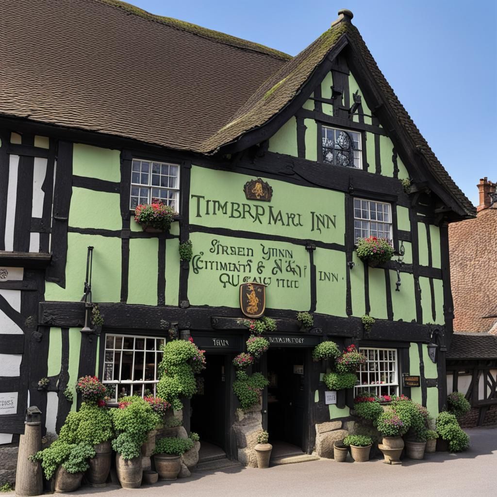 Charming Timber-Framed Inn with Green Man Sign