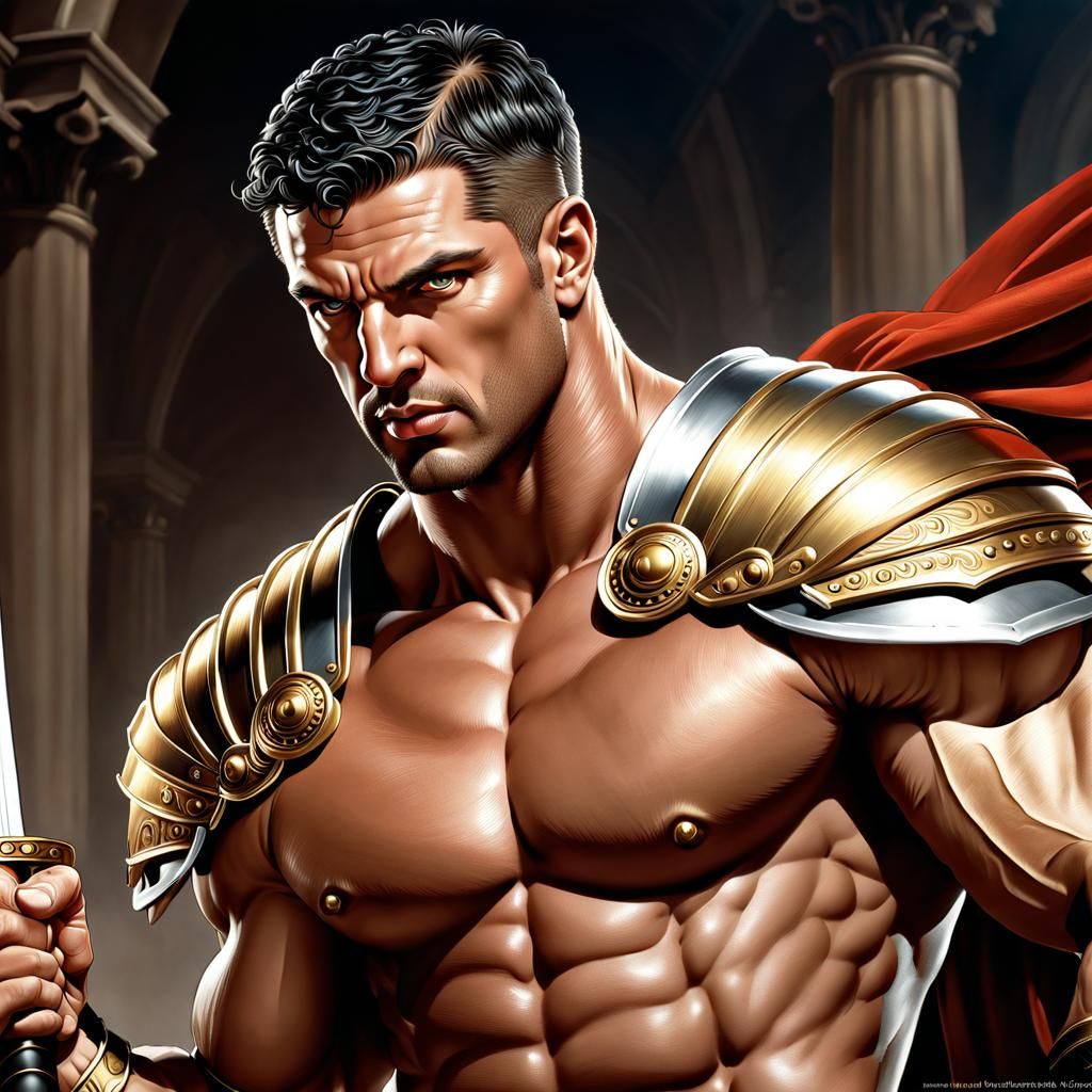 Detailed Roman Warrior Digital Painting