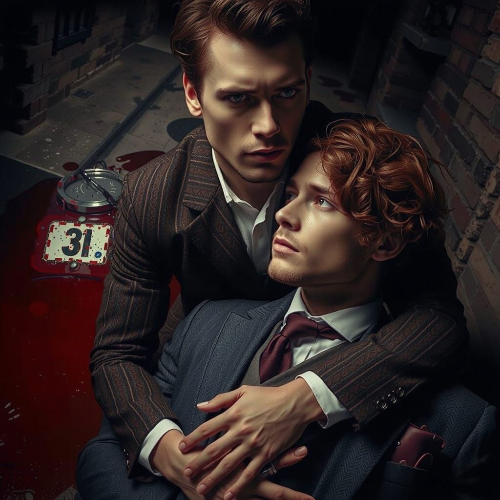 Two Men in a Dimly Lit Alleyway