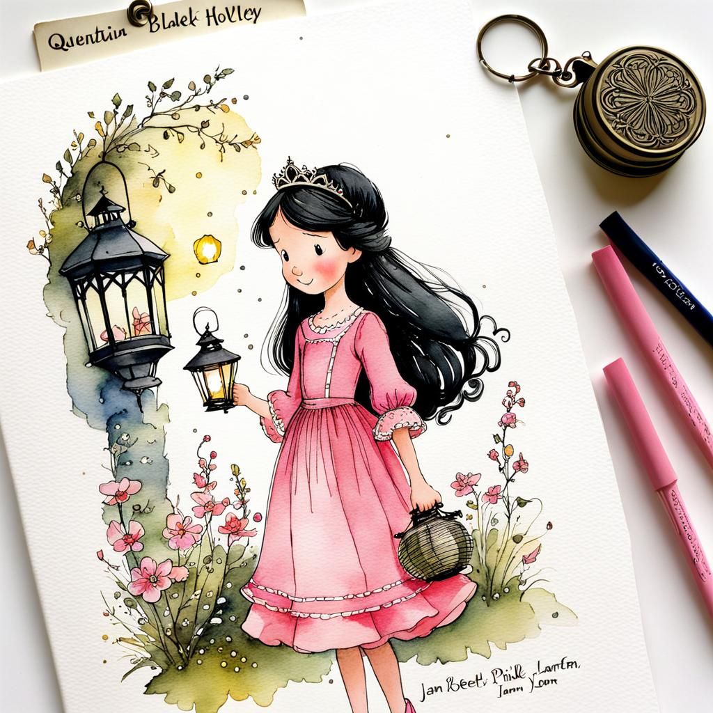 Princess with Lanterns: Storybook Illustration