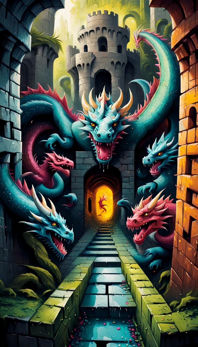 D&D Team Lost in Maze: Graffiti Art