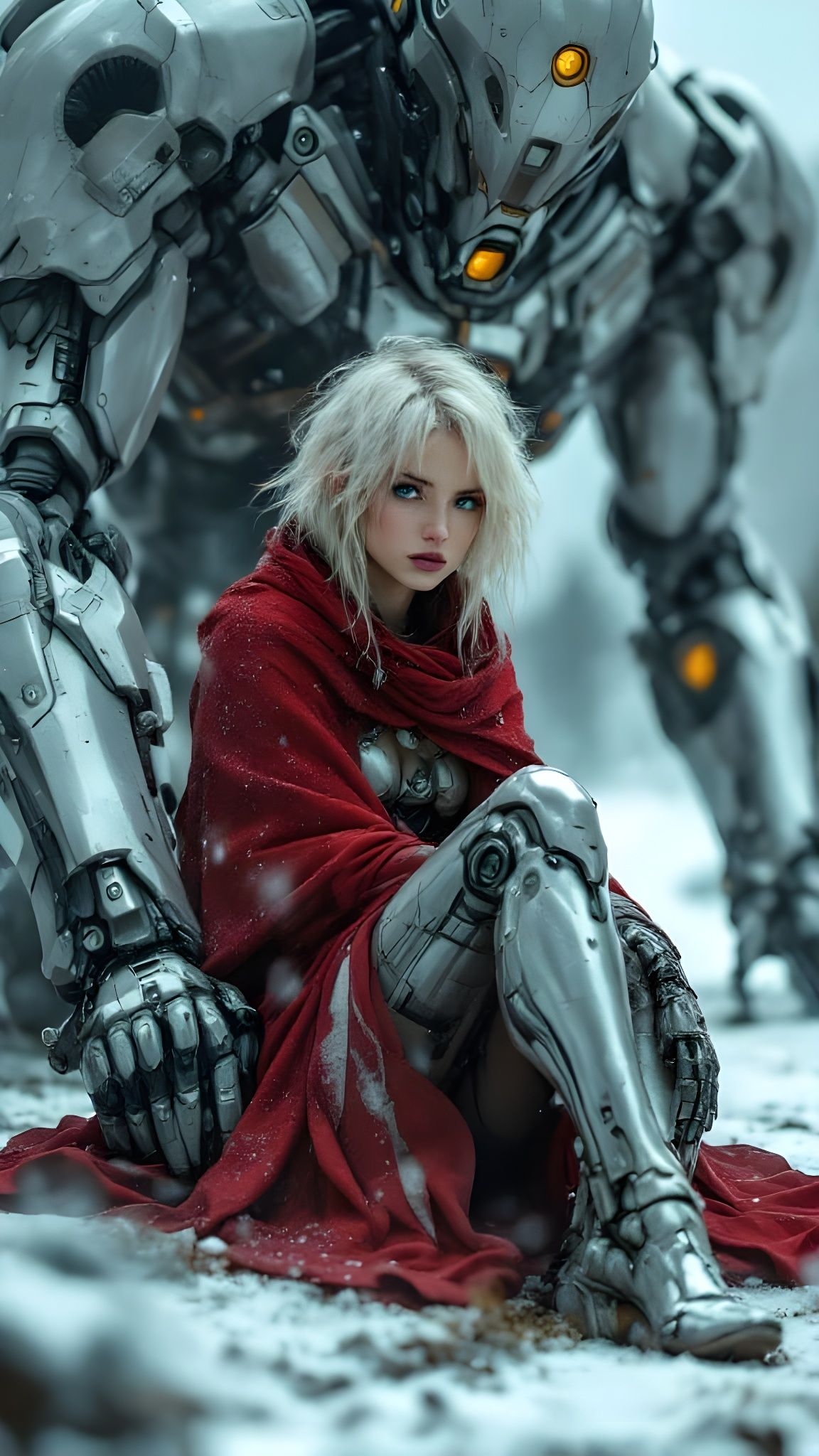 Cyborg Goddess in Winter Storm