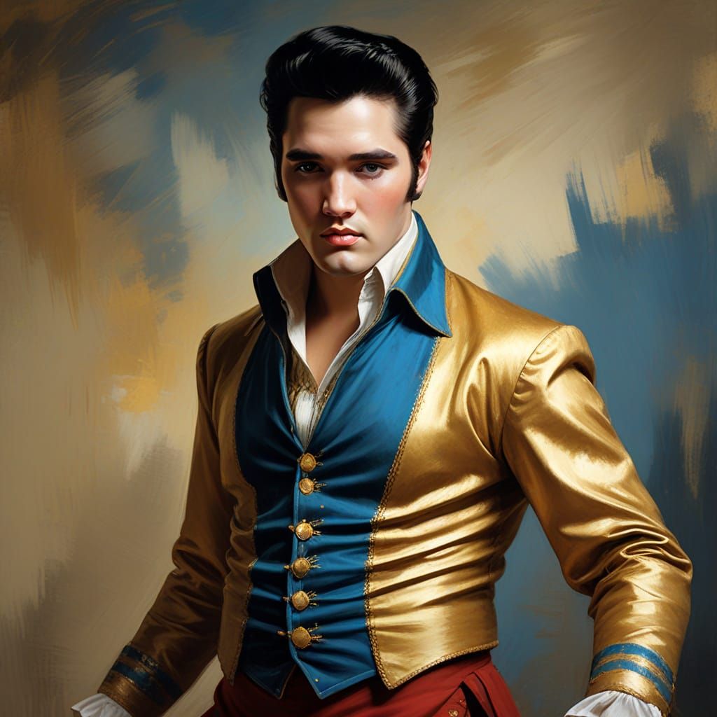Elvis Presley Portrait in Impressionism Style