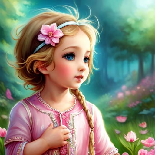 Chibi Baby in Rococo Style Unicorn Pajamas