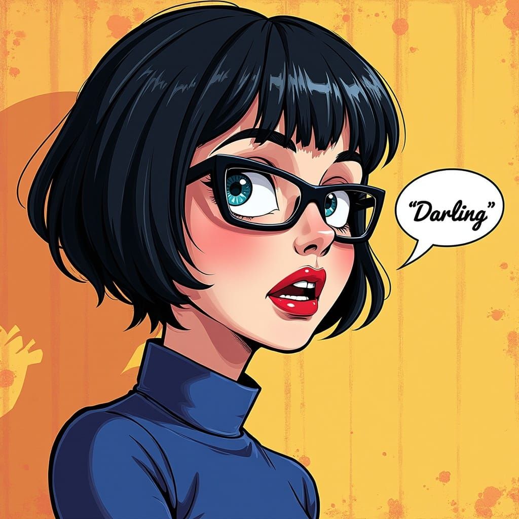 Edna Mode in Awe, Pastel Comic Book Style