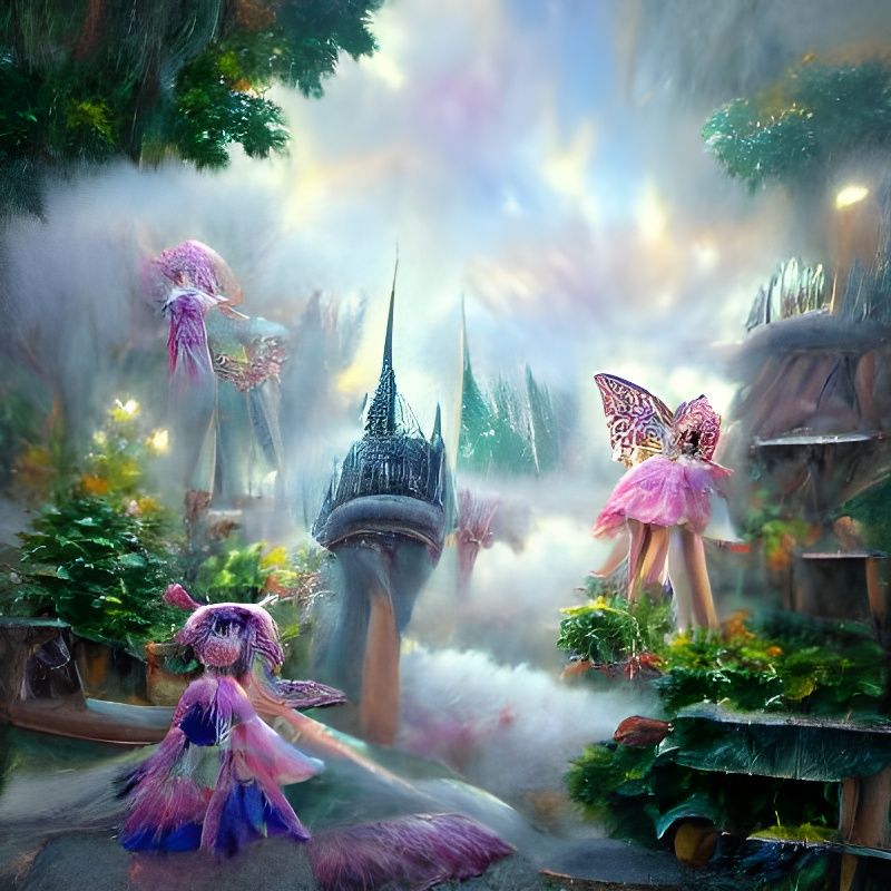 Ethereal Fairytopia Scene in Kinkade Style