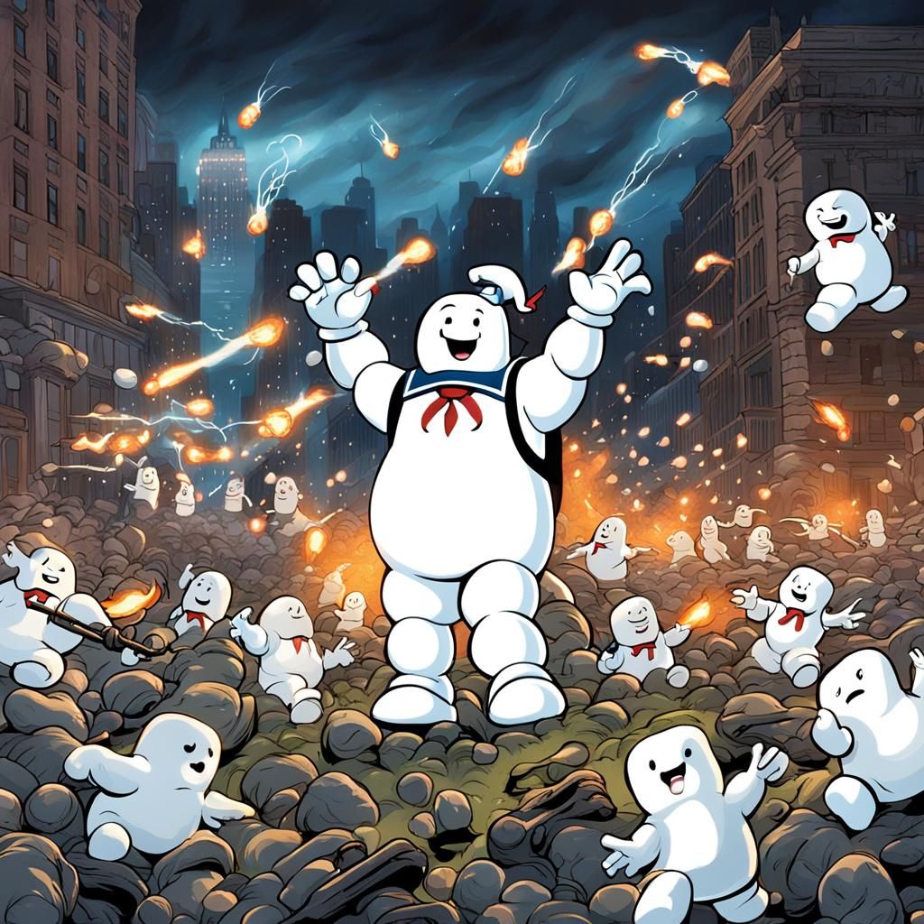 Ghostbusters vs Marshmallow Man Army