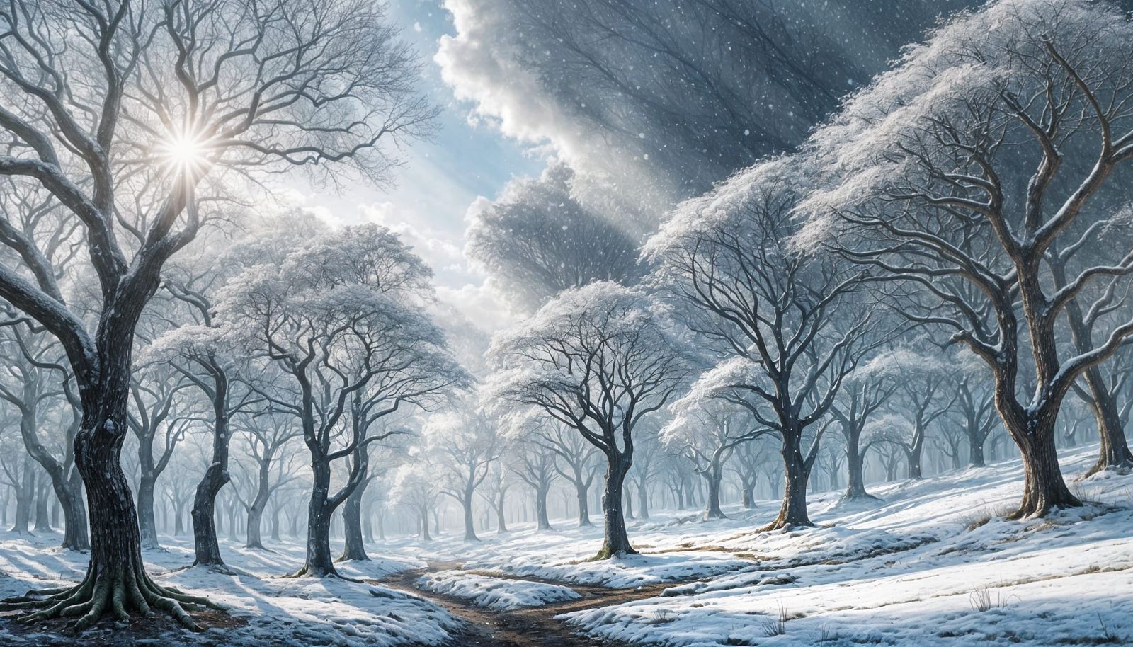 Winter Forest with Silver Clouds, Hyperrealism