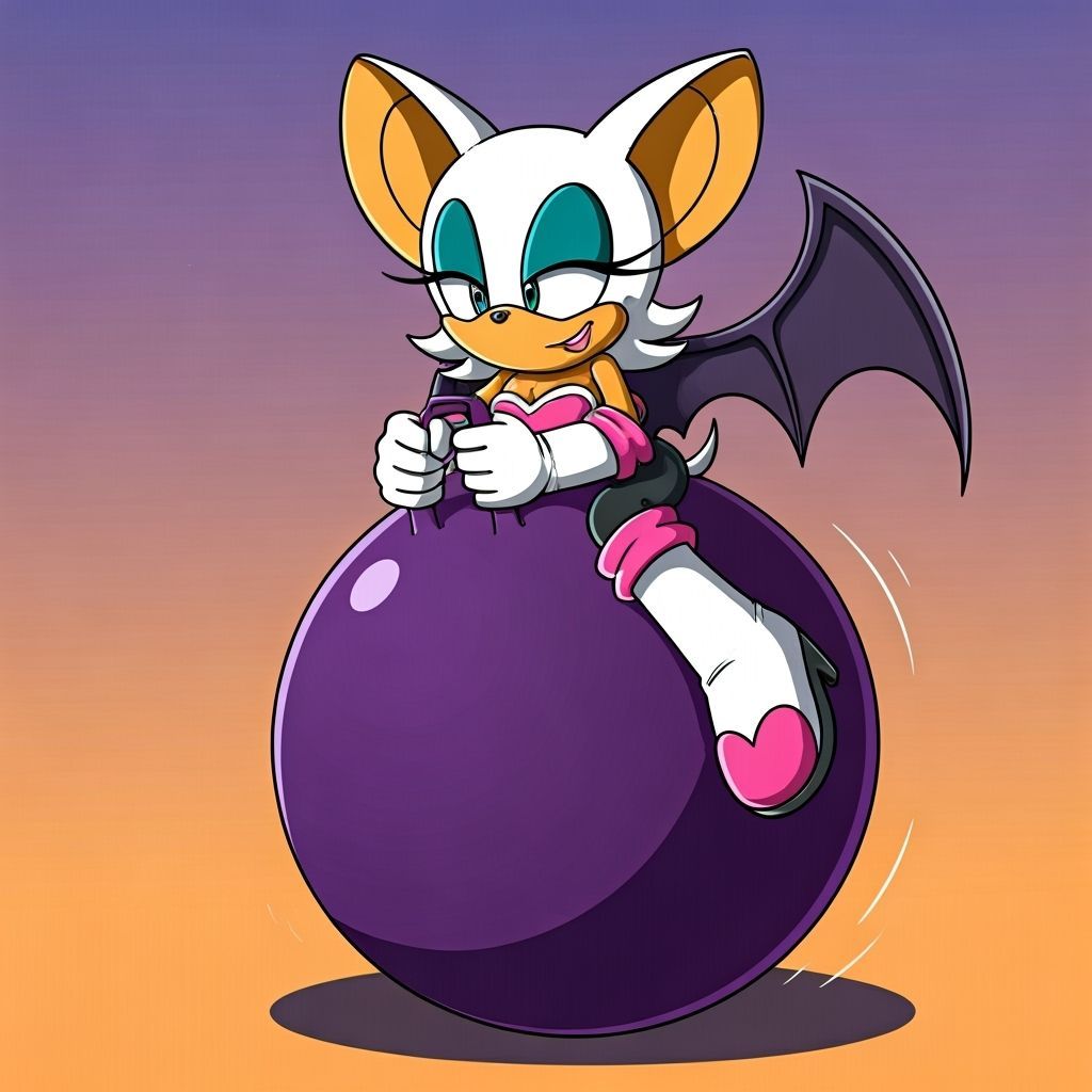 Rouge the Bat Bounces on Hopper Ball in 2D Animation Style