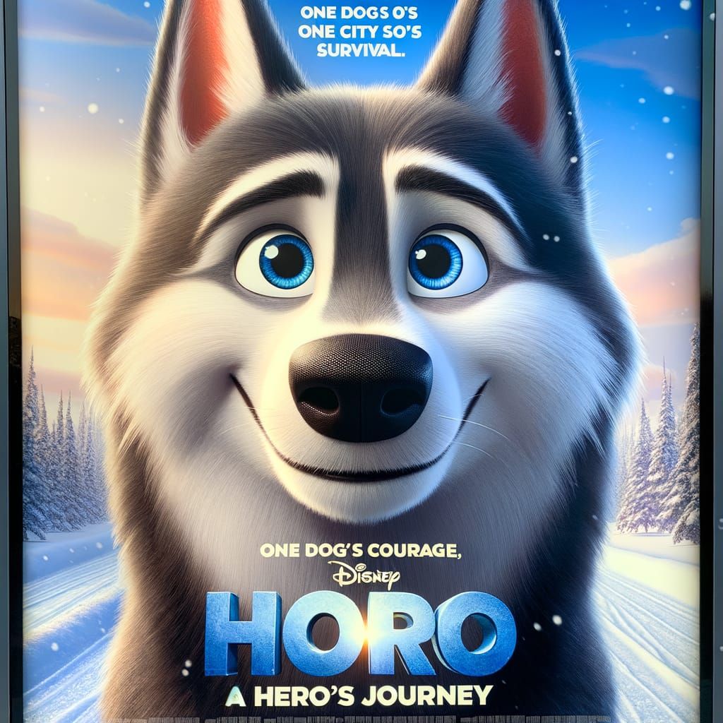 Animated Movie Poster: A Heroic Sled Dog's Journey