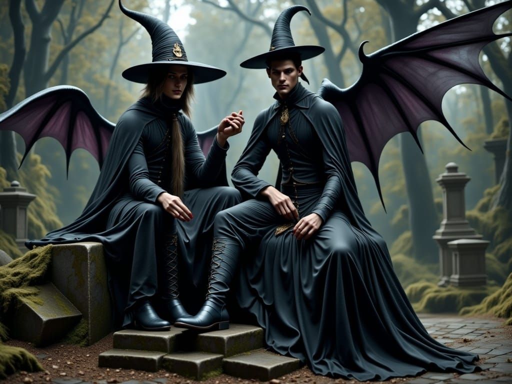 two wizards sharing one pair of wings