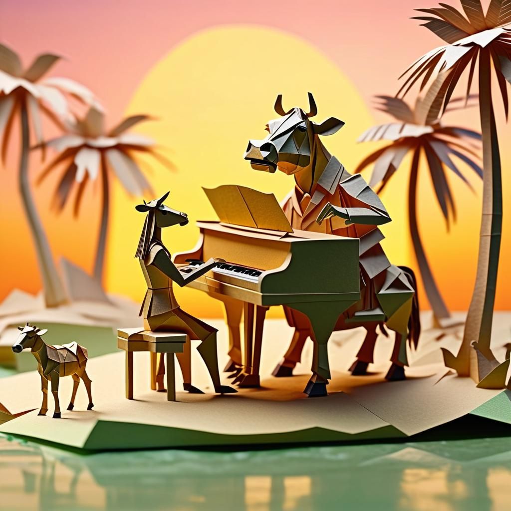 Tropical Island Papercraft Music Scene