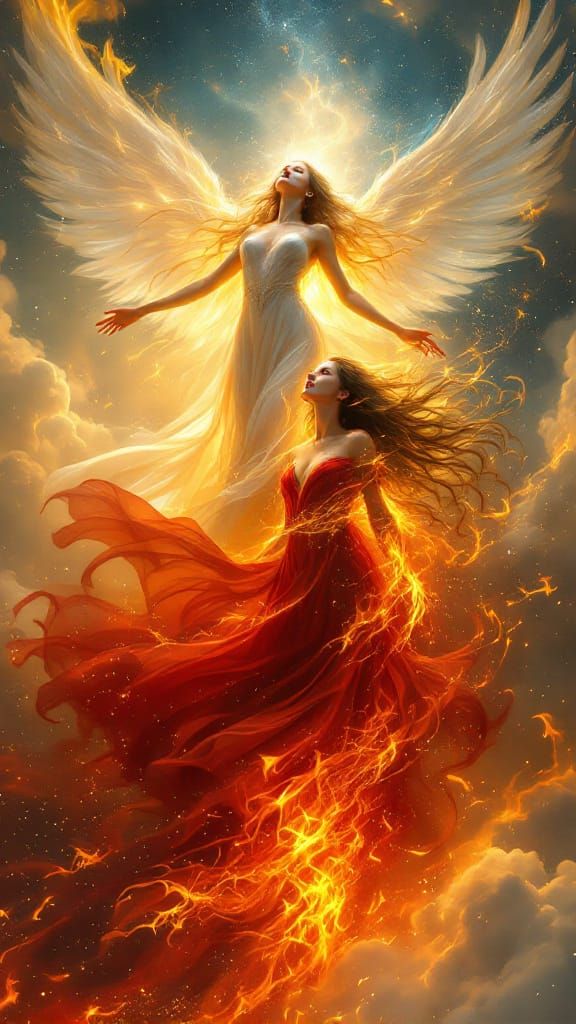 Celestial Women in Cosmic Cloudscape