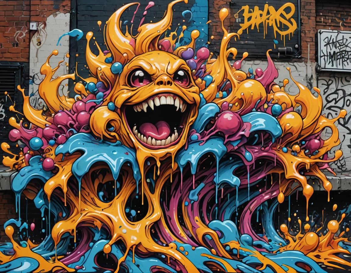 Honeysuckles in Graffiti Splash Art Style