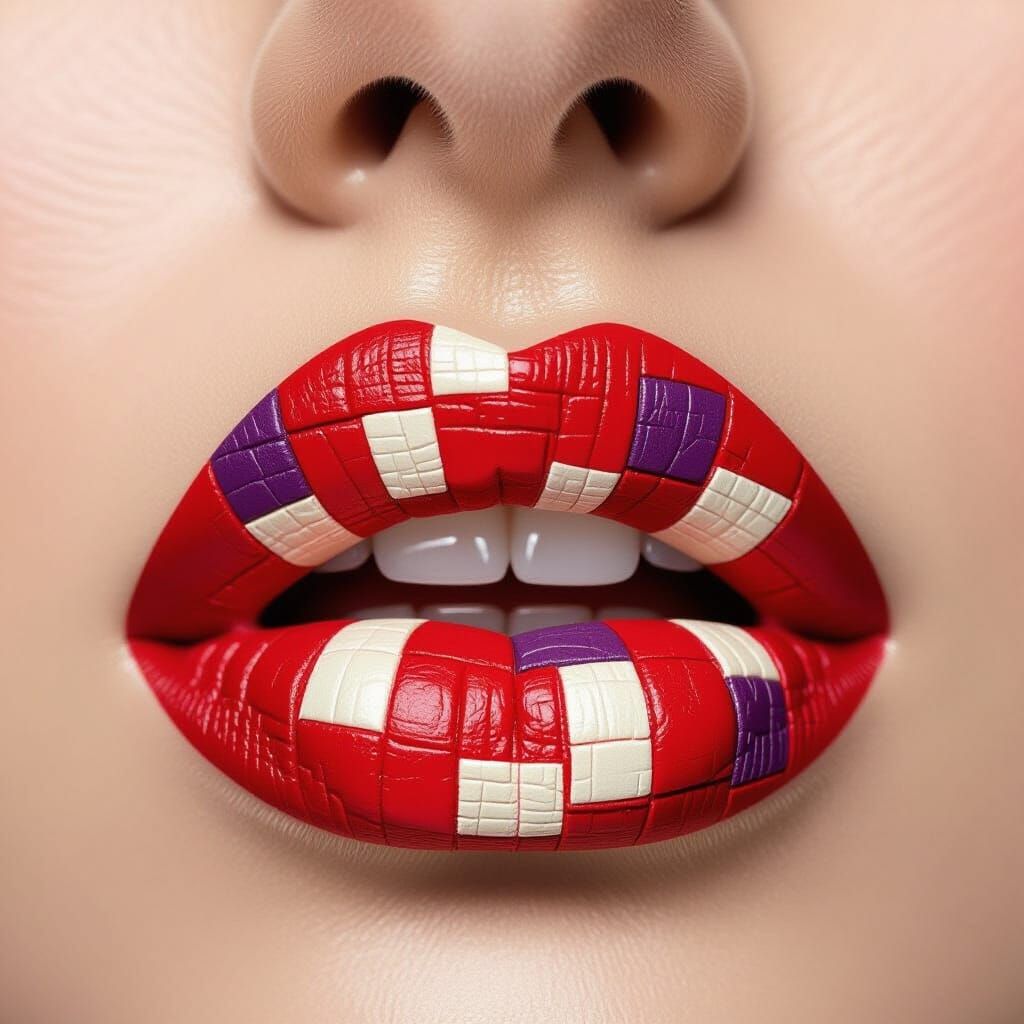 Patchwork Lipstick Macro in High-Fashion Style