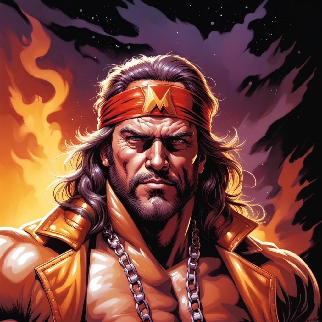 Comic Book Art of a Macho Man