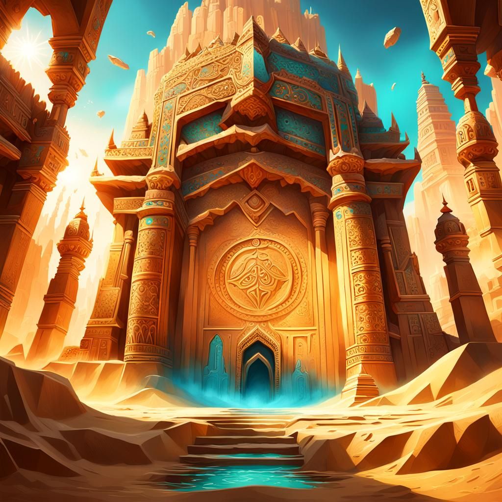 Mystical Sand Temple in Golden Sunlight