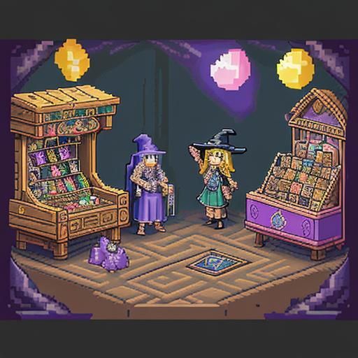Mystical Fortune Teller Shop in Pixel Art
