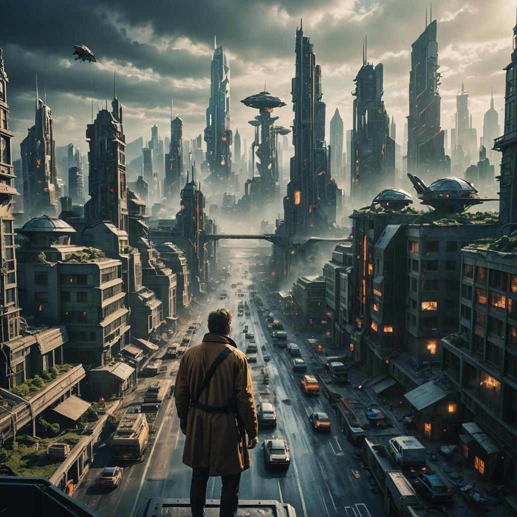 Futuristic City: Fractured Time Traps a Scientist