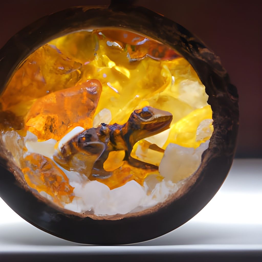 Colorful Lizard Fossilized in Amber
