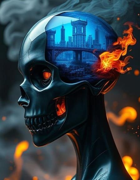 Sapphire City Inside Monster Head Sculpture